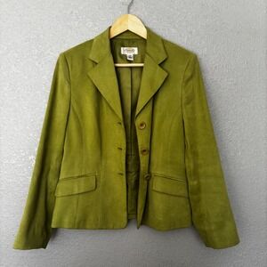 Talbots Petites Green Suede Blazer Jacket Womens Size 10 Career‎ Casual Holiday
